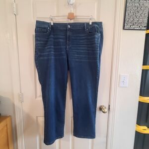 Lane Bryant Women's Dark Blue Straight-Leg Jeans Mid Rise